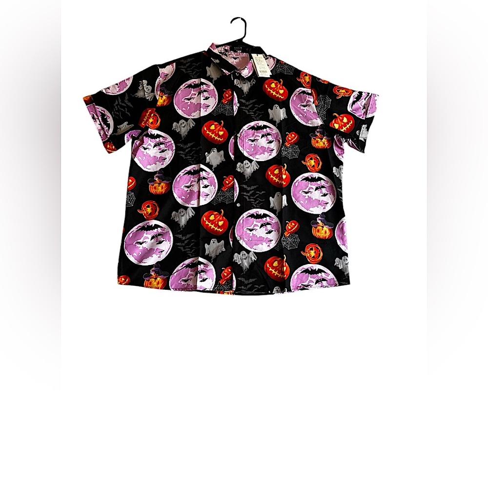 SSLR MENS HALLOWEEN SHORT SLEEVE SHIRT BUTTON DOWN SZ 3XL